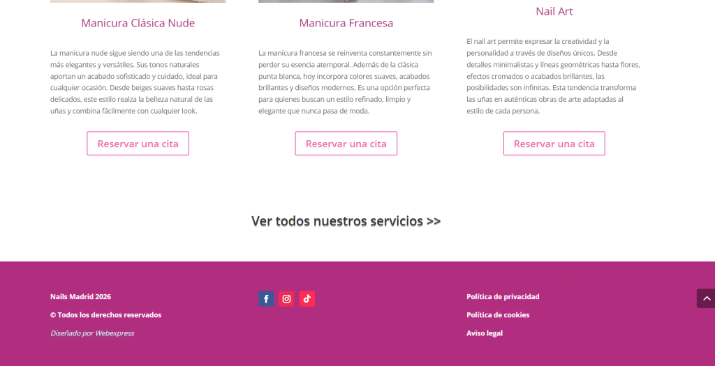 inicio: salón de uñas - footer