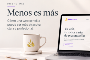 Un portátil y una taza con el logo de webexpress