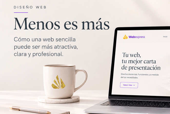 Un portátil y una taza con el logo de webexpress