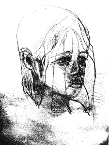 Ilustración de una niña triste para portada