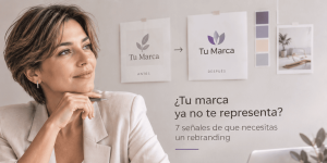 Una mujer está pensando en rebranding