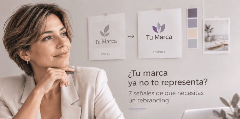 Una mujer está pensando en rebranding